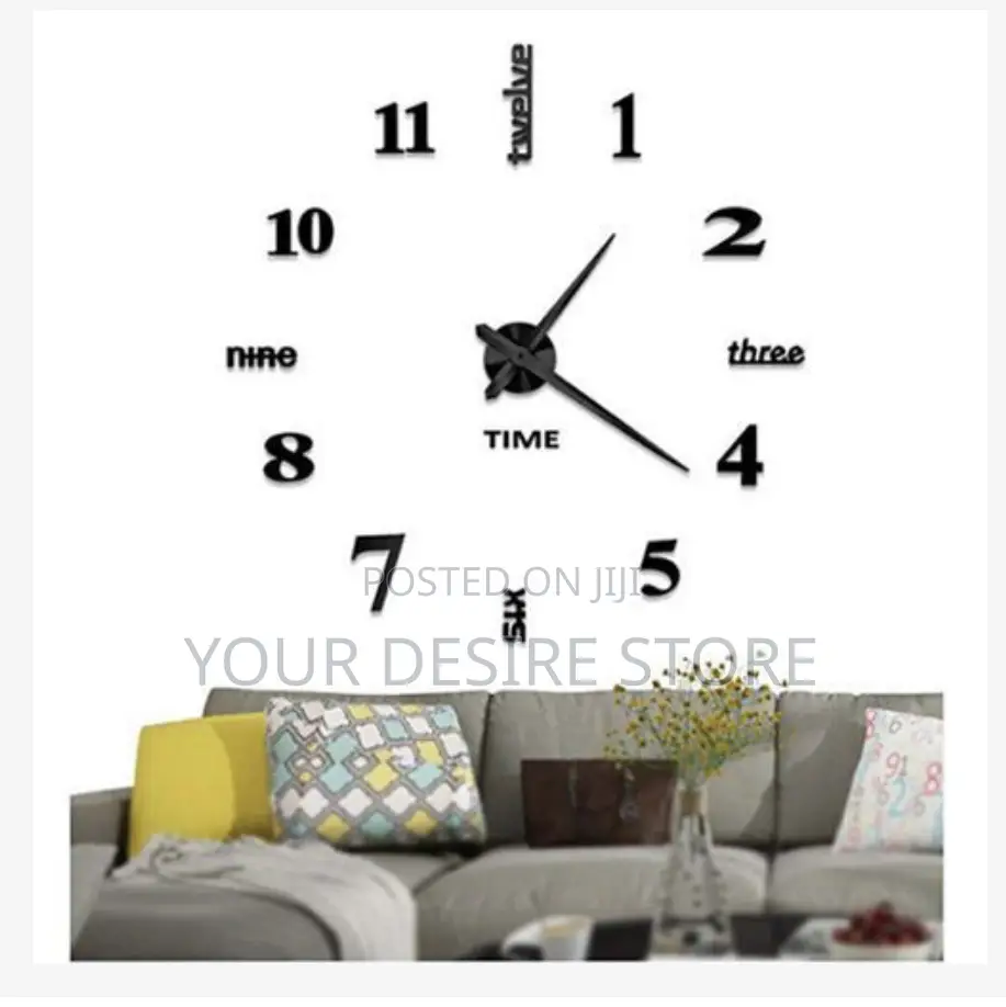 Stick on Wall Clock Diy Large Modern Design Decal 3d