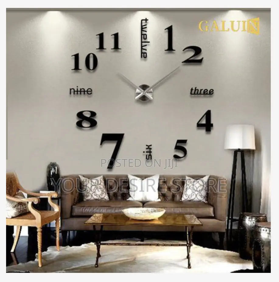 Stick on Wall Clock Diy Large Modern Design Decal 3d
