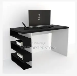 Wood Office Table: Office Table- Laptop Desk White/Black