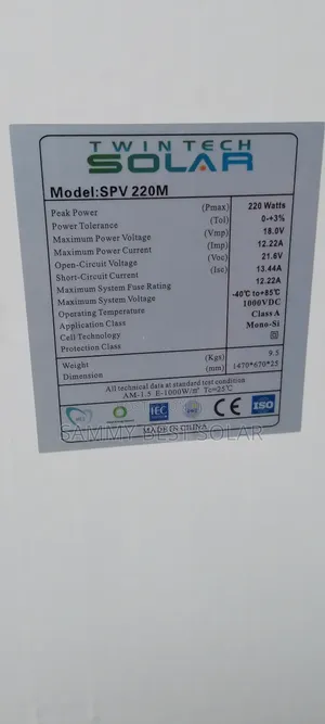 Twin Tech Solar Panel Mono 220w Available in Stock Now"