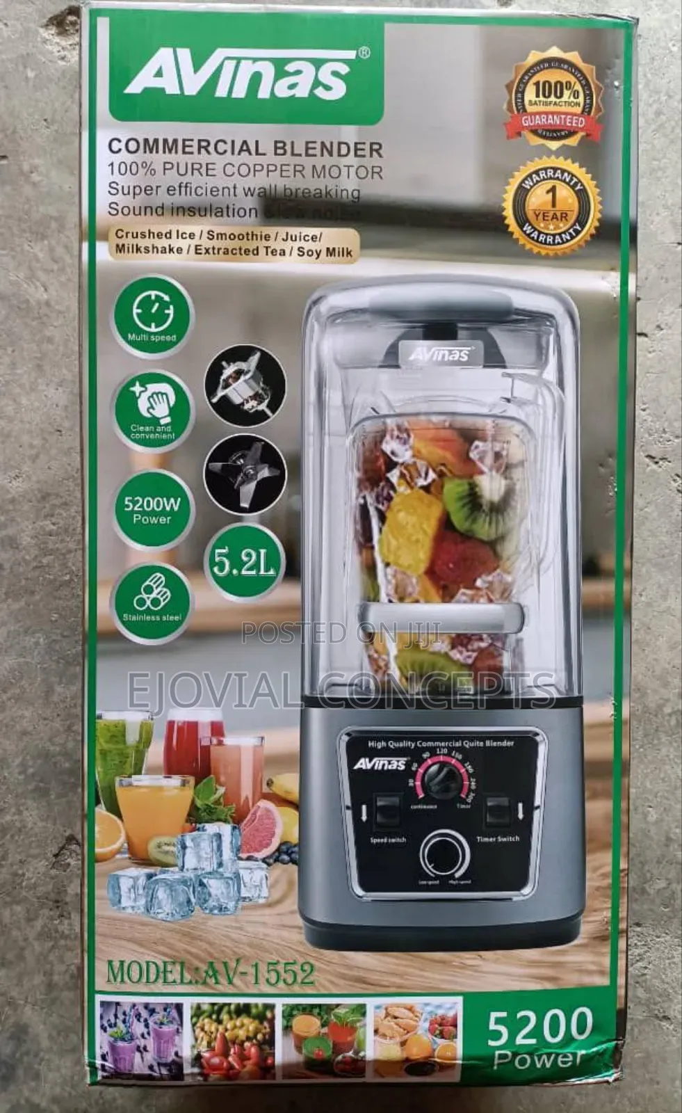 Avinas 5200w Commercial Blender, Model: Av-1552.