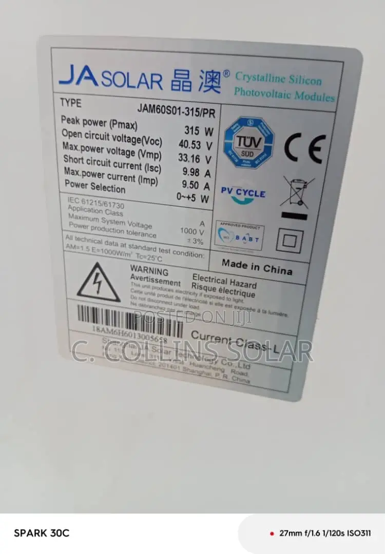 315w Ja Solar Panel