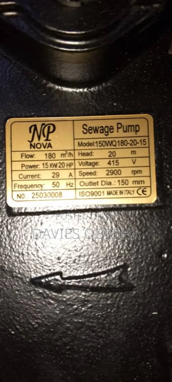 20hp Nova Sewage Pump