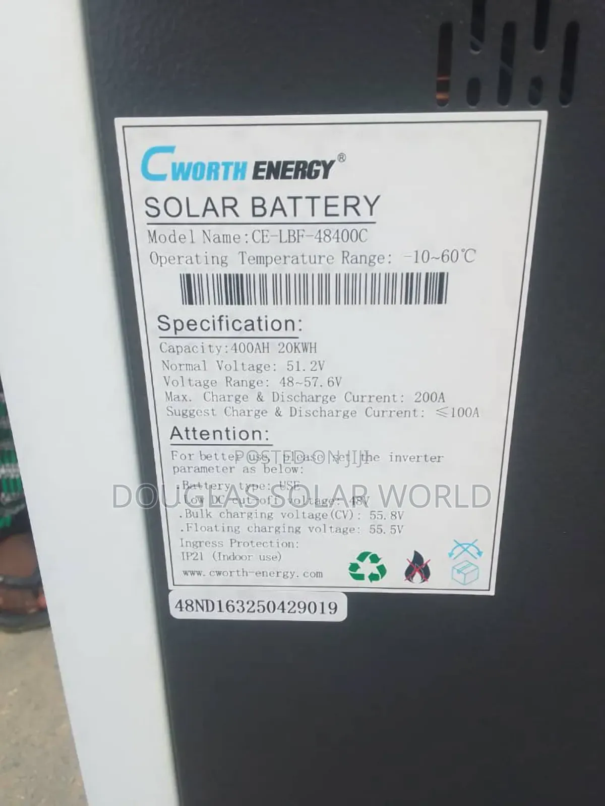 C Worth Energy Lithium Battery 20kwh