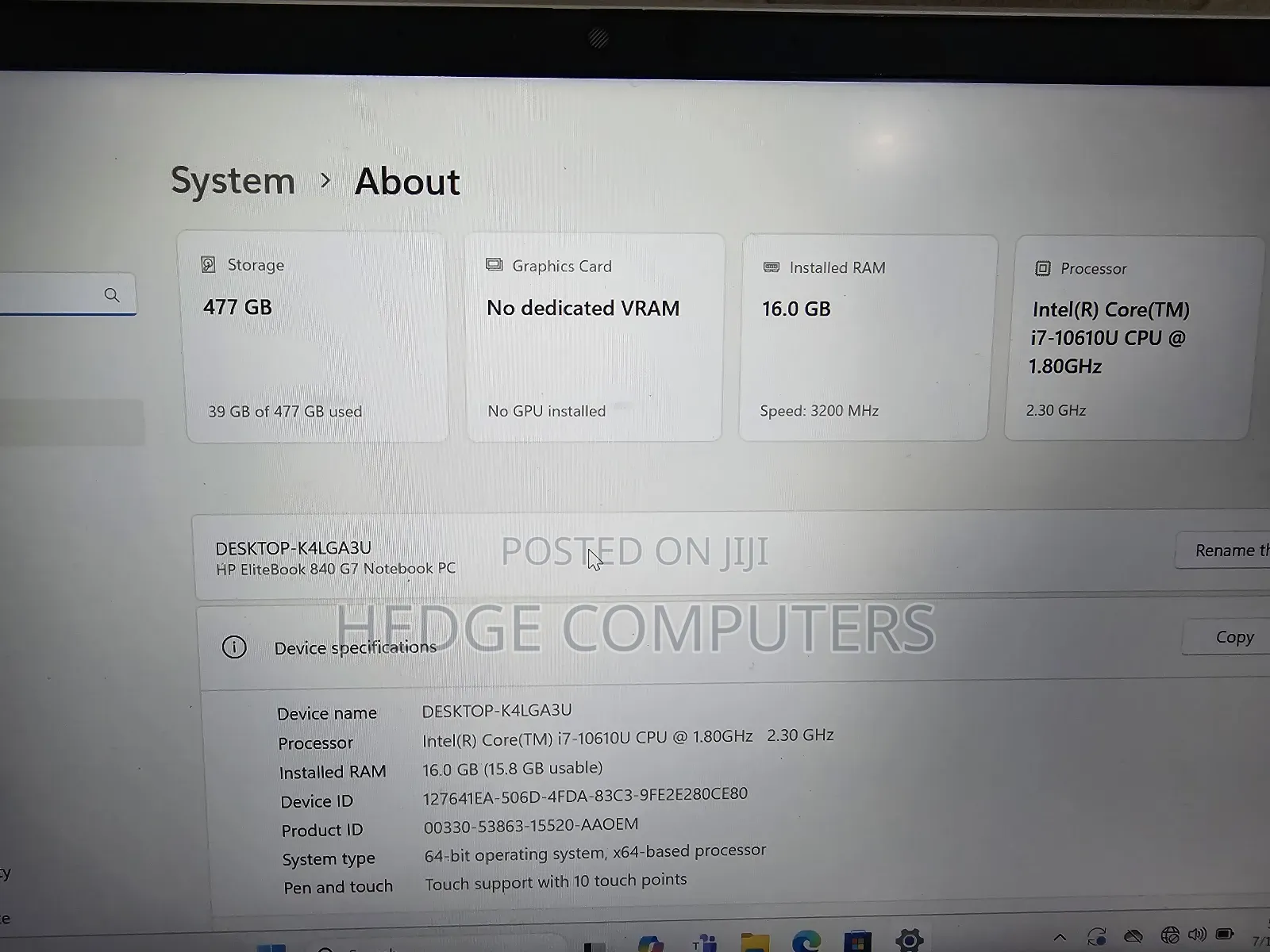 Laptop HP EliteBook 840 G7 16GB Intel Core I7 SSD 512GB
