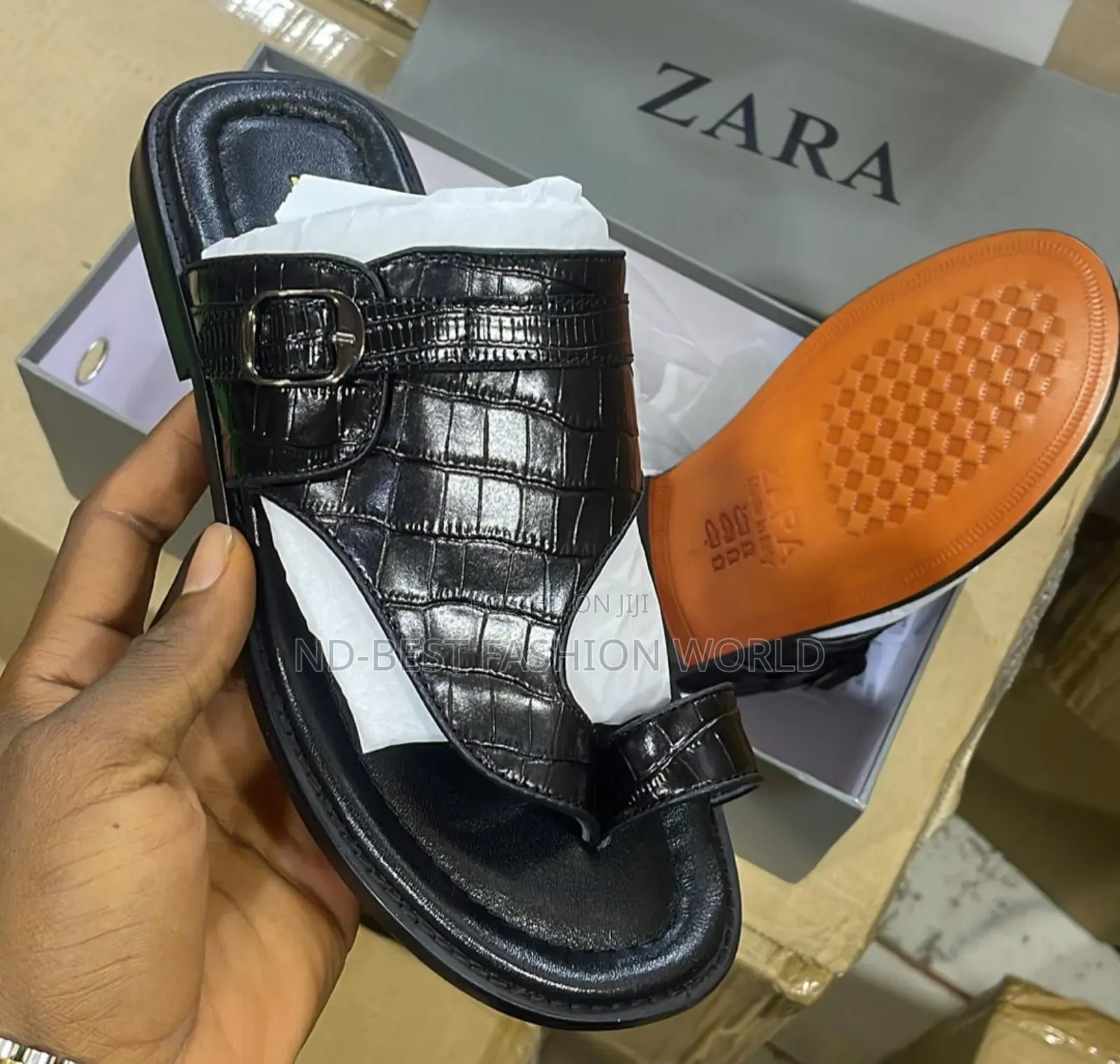 Black Leather Slippers