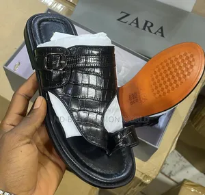 Black Leather Slippers