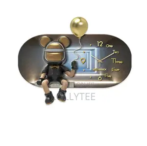 Photo - Large Luxury Wall Clocks Living Room Led Digital Art Mural