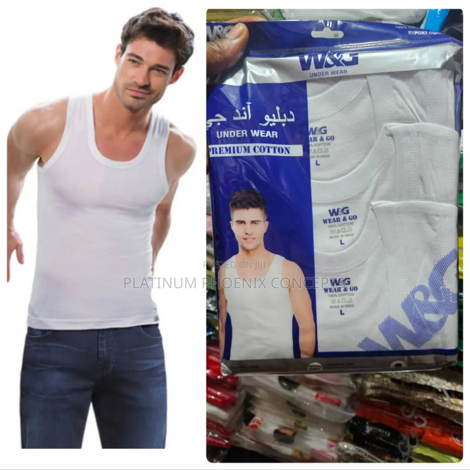 3in1 White Men's Singlet