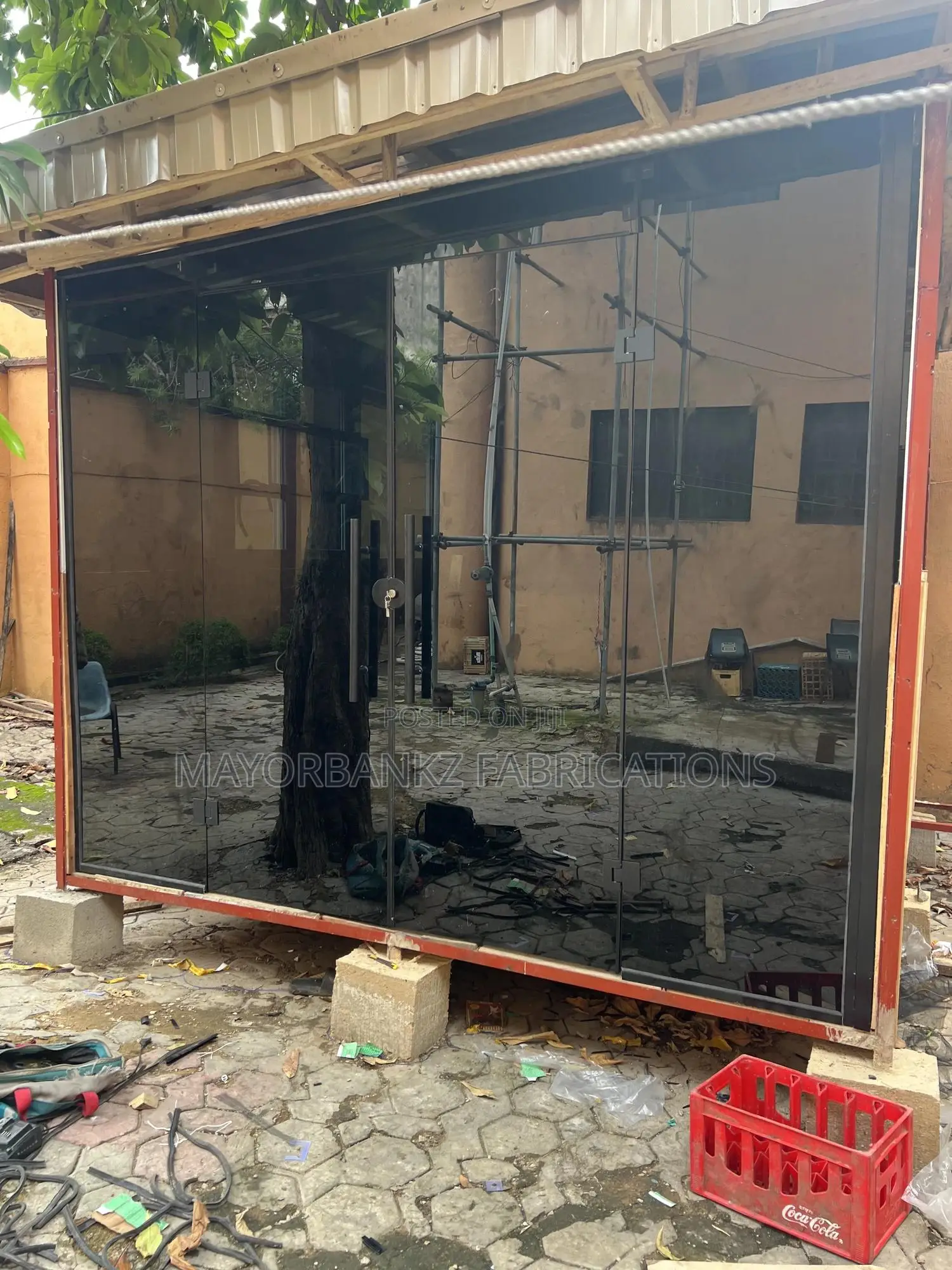Gray Color Double Frameless Door