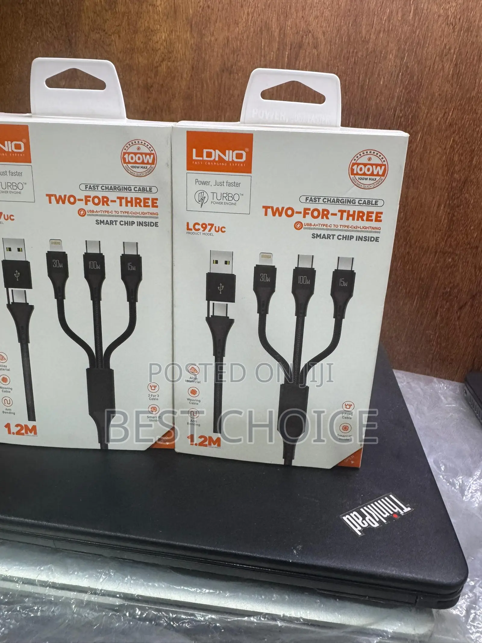100w 2 in 3 Fast Charging Data Cable