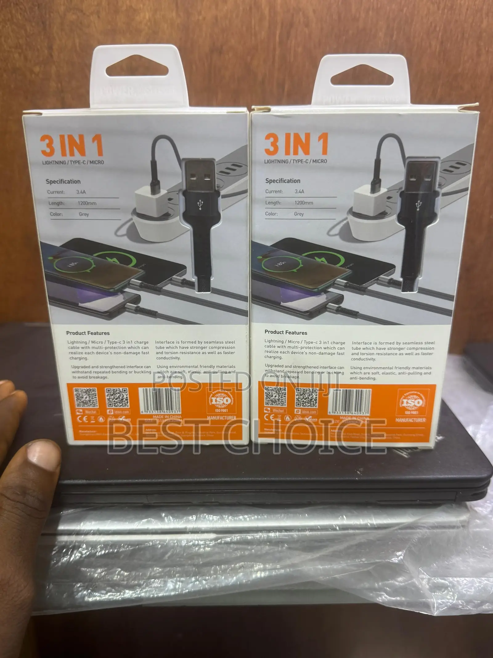 Usb to (Type-C + Micro + Lightning) 3in1 Cable Fast Charging