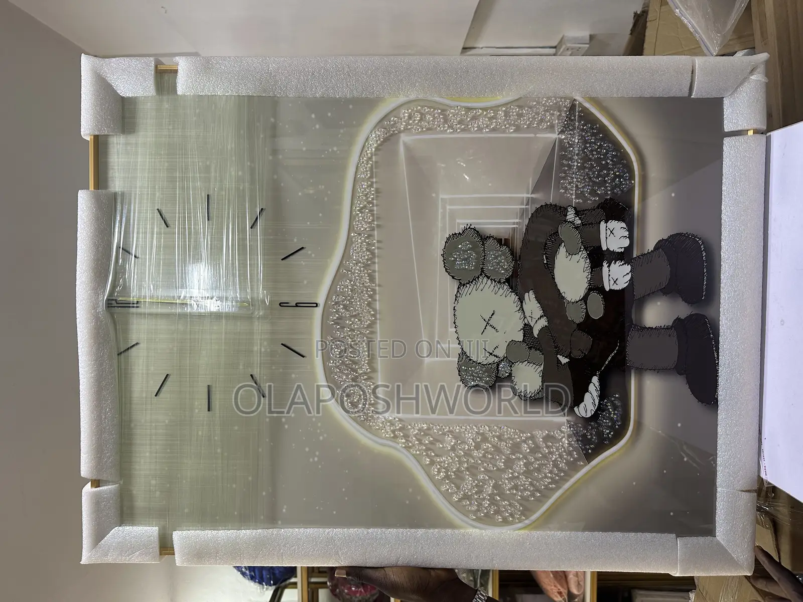 Mama Kaw and Child Acrylic Stone Art With Clock