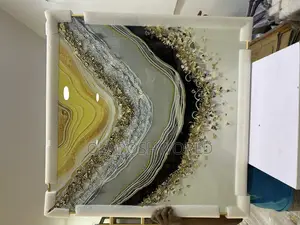 Yellow Spiral Abstract Acrylic Art 90*90cm