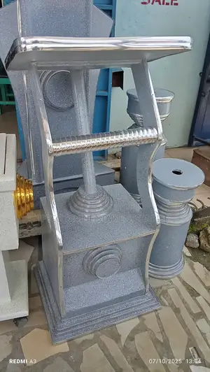 Silver Pulpit and 2 Flower Vases