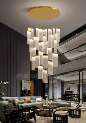 Luxury Modern High Spiral Chandelier (Gold)