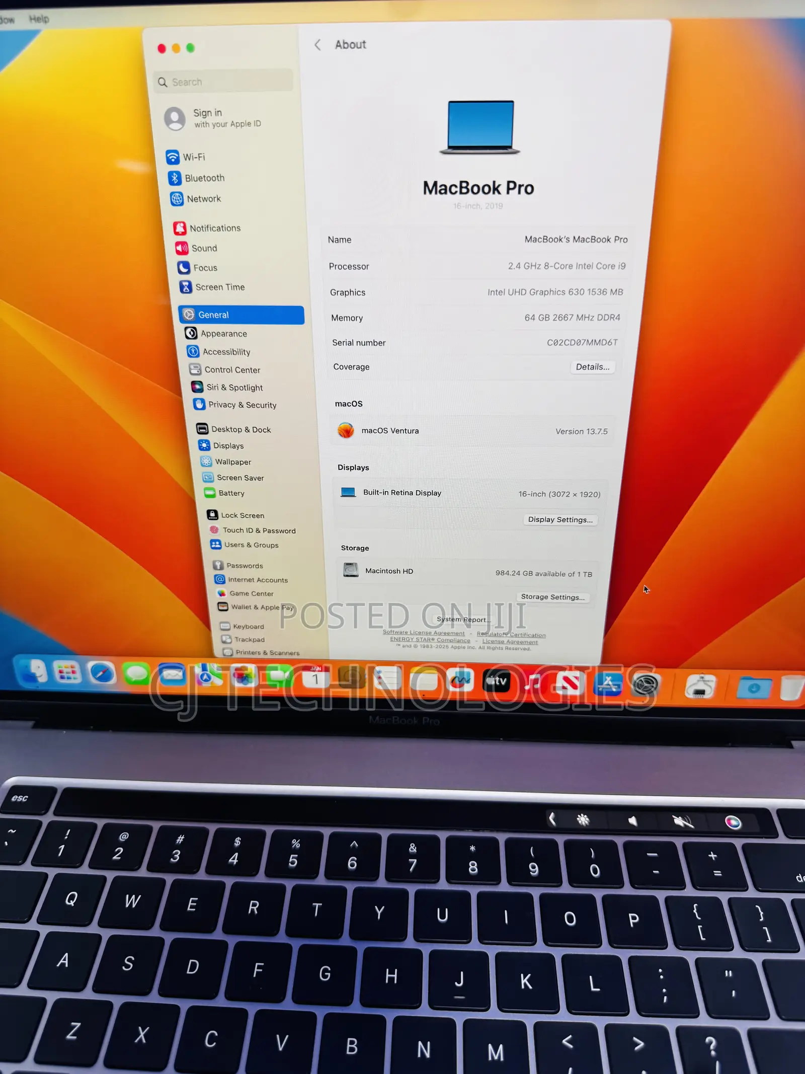 Laptop Apple MacBook Pro 2019 64GB Intel Core i9 SSD 1T