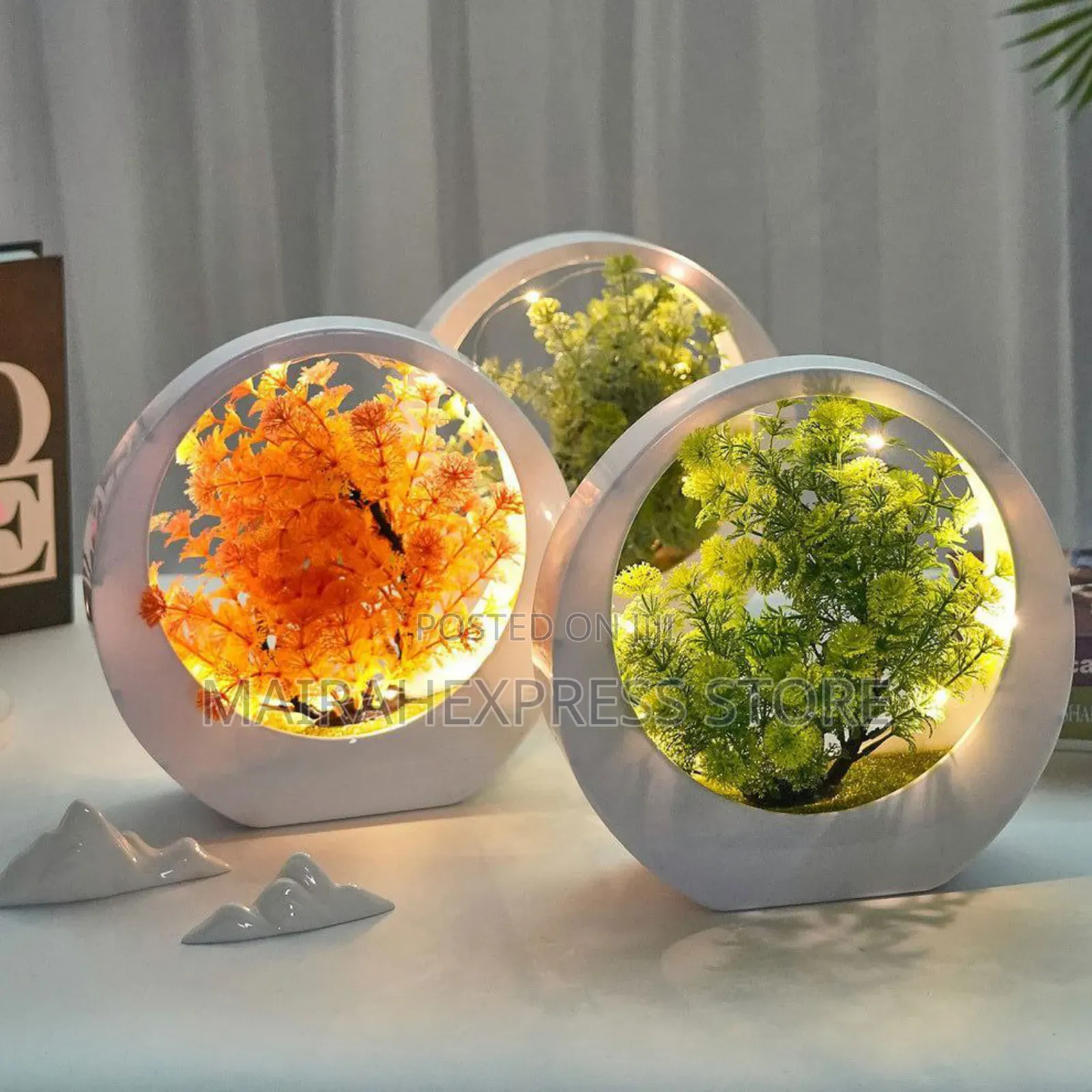 Artificial Bonsai Tree With Lights in Circular/Orb Display