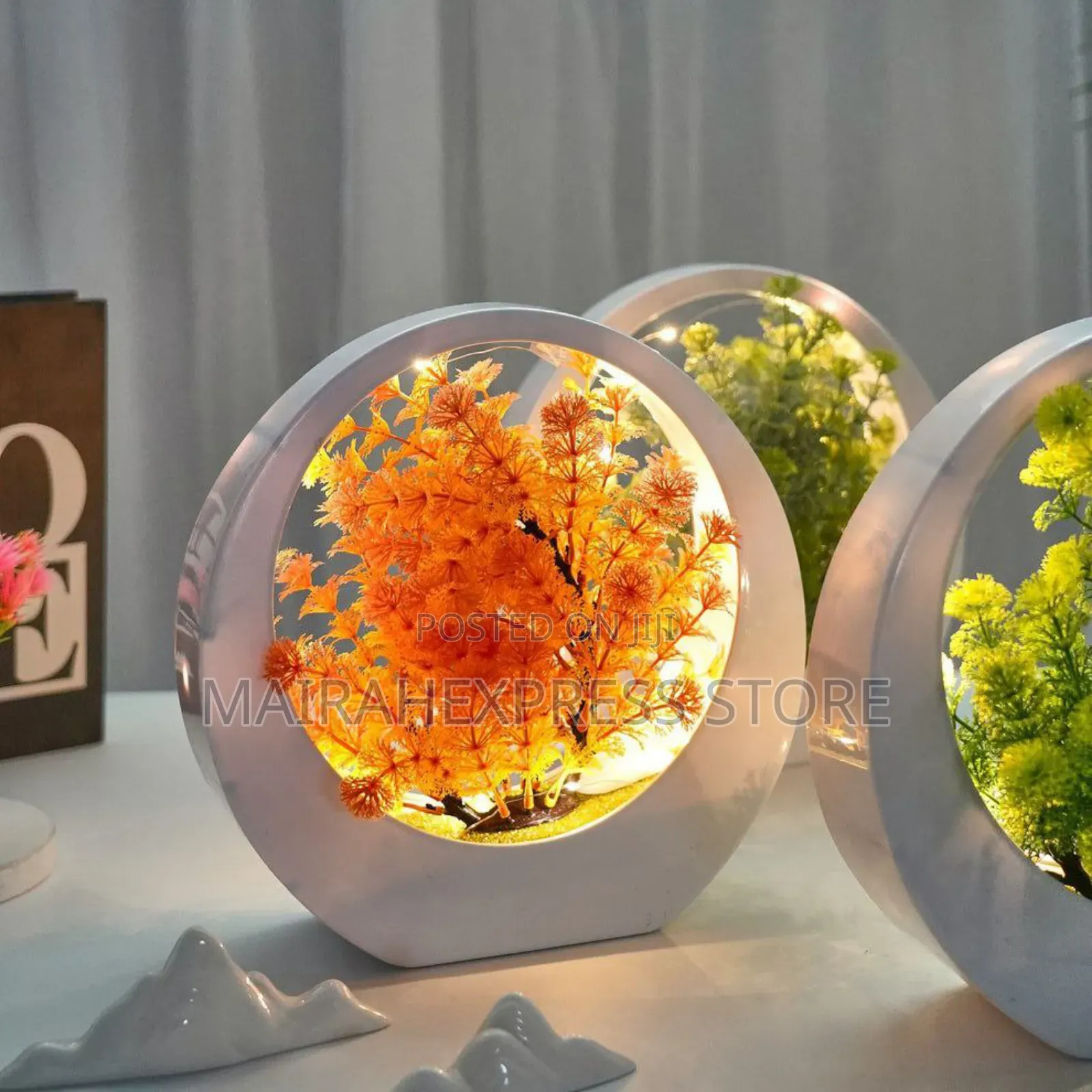 Artificial Bonsai Tree With Lights in Circular/Orb Display