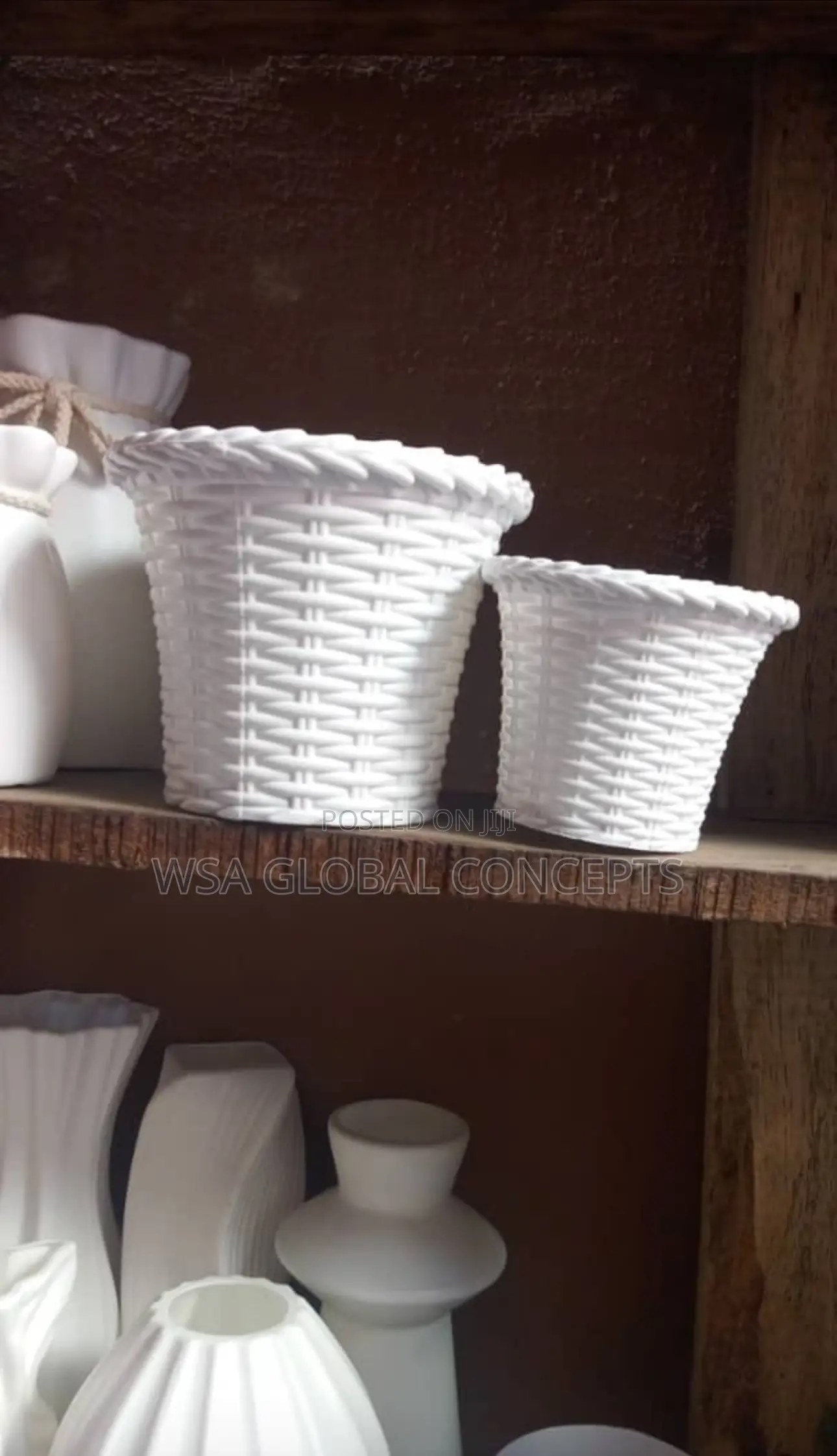 Basket Design White Flower Pot