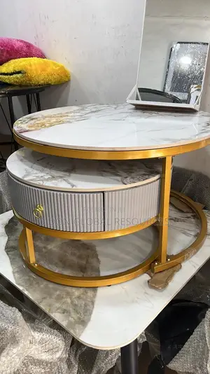 Round Marble Top Center Table With Drawer