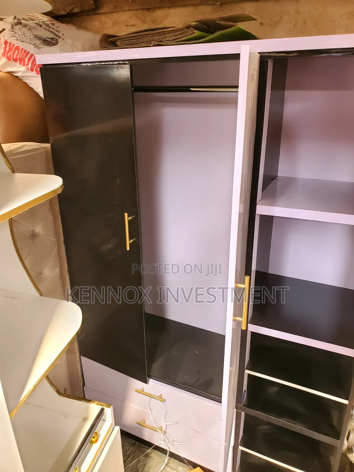 Black and White 3ft by 6 Wardrobe