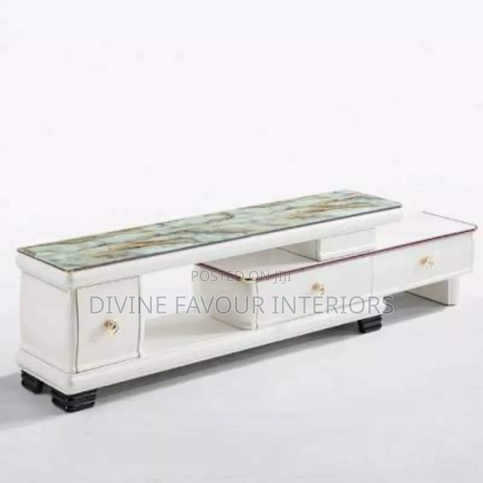 Modern Adjustable Tv Cabinet Stand With Double Drawers-White