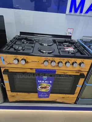 Maxi 6-Burner Gas Cooker With Oven – Wood Finish