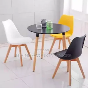 Restaurant Wooden Dinning Table + 3 Leather Seat Chairs