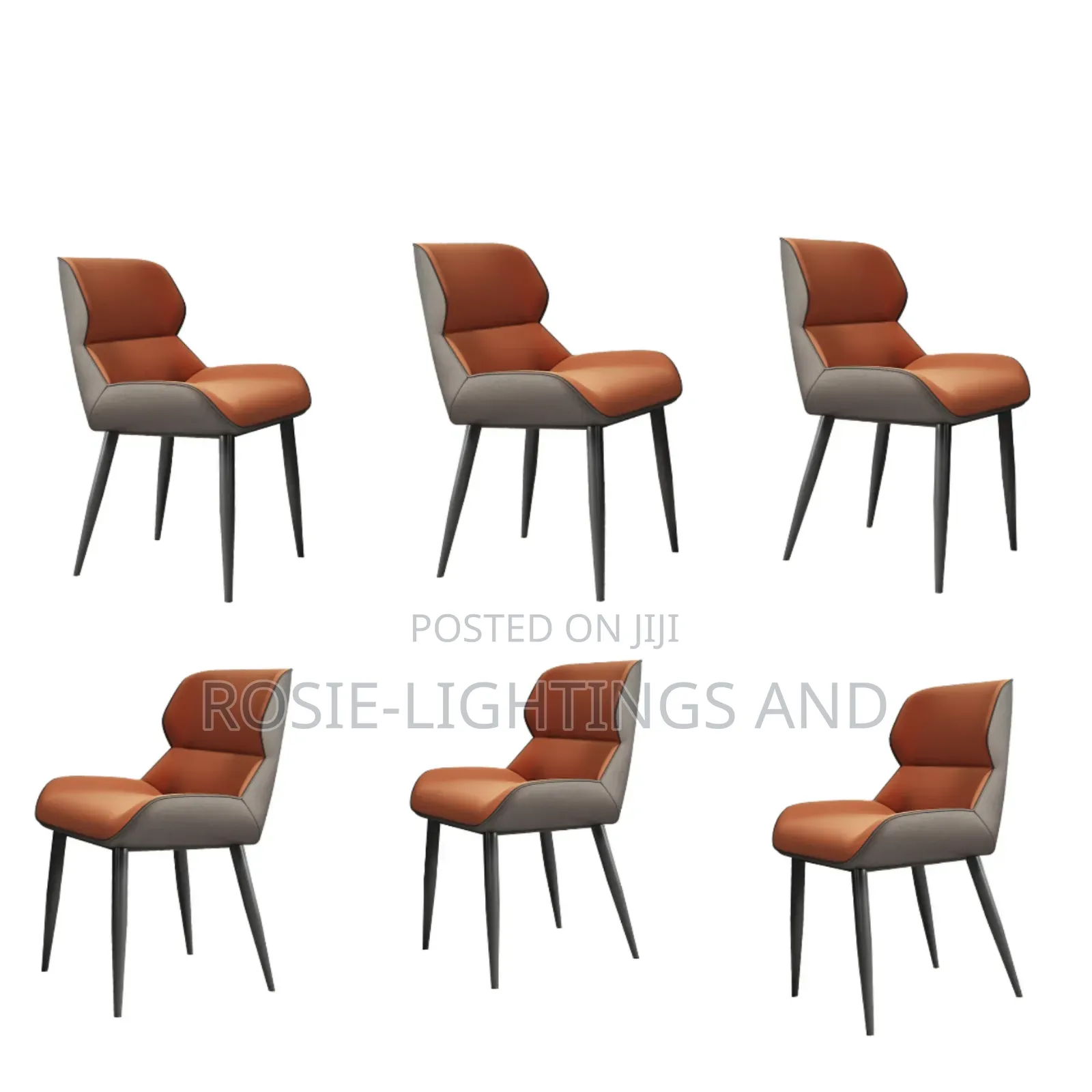 Modern Leather Dining Chair - By 6 ( Orange)