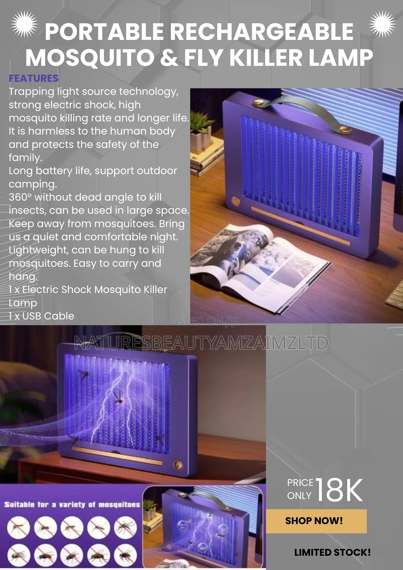 Usb Electric Shock Mosquito Light | Fly Killing Lamp | Portable