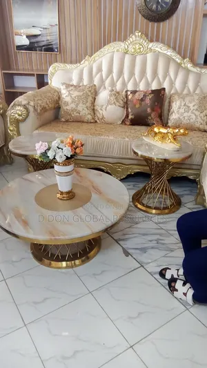 Centre Table With Marble Top and Gold Base
