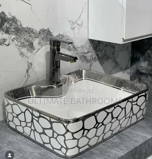Beautiful White and Silver Counter Top Basin