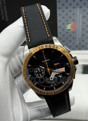 Original Tag Heuer Black Dial Faux Leather Strap Watch