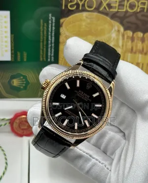 Original Rolex Black Genuine Leather Strap Watch