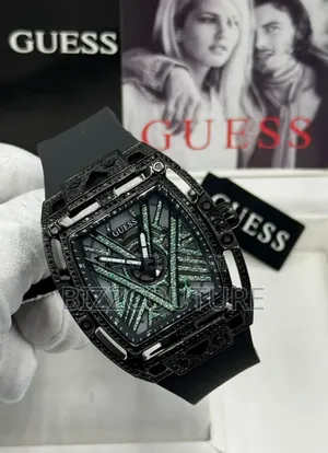 Original Guess Black Mechanical Rubber Strap Watch