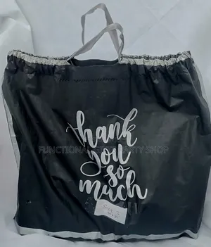 Black Drawstring Thank You Nylon Bag