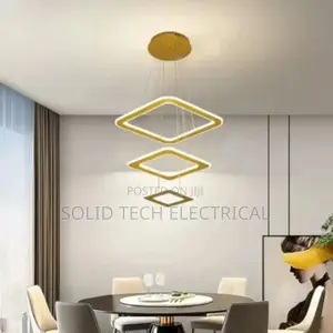 Golden 3 Step Square Chandelier