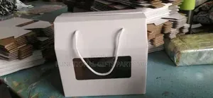 White Cardboard Box With Transparent Window and Rope Handle