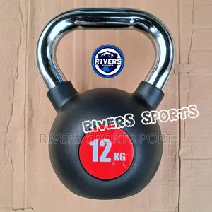 12kg Rubber Coated Cast Iron Kettlebell With Chrome Handle