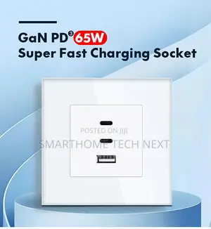 65w Super Fast Charging Usb Wall Socket – White Glass