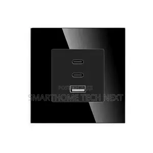 65w Super Fast Charging Usb Wall Socket – Black Glass
