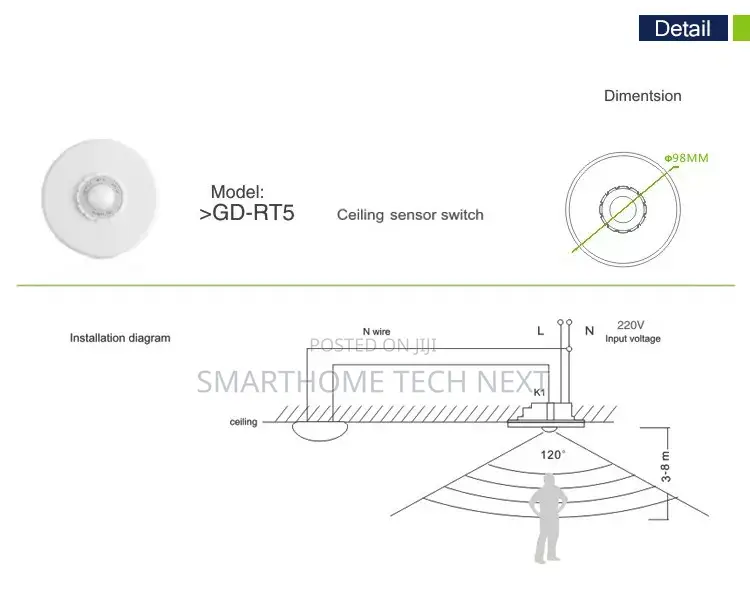 Ceiling Motion Sensor – Recessed For Pop/Pvc Ceilings