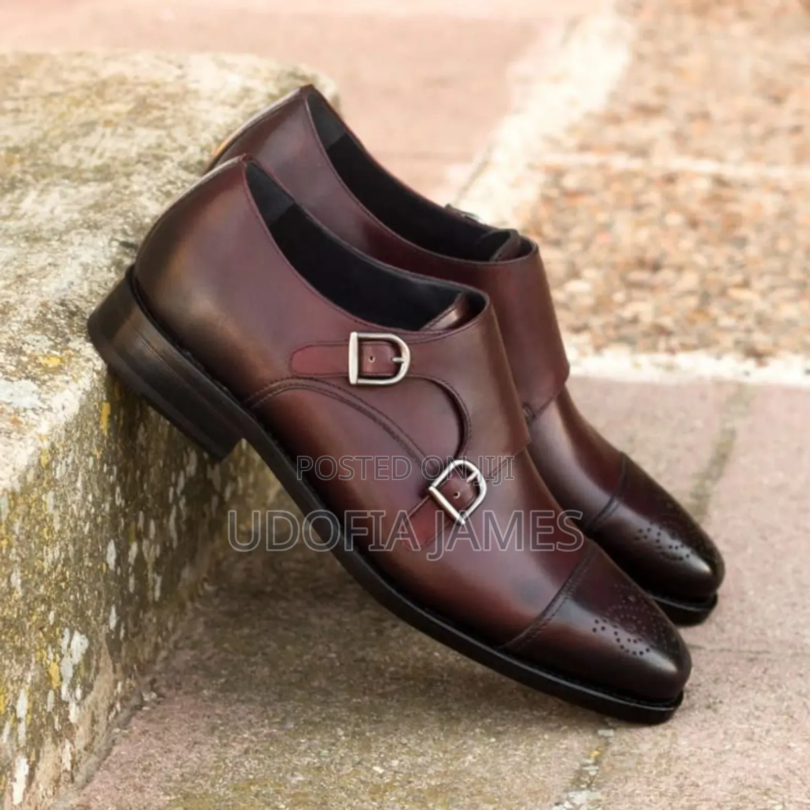 Brown and Black Monk Strap Shoes