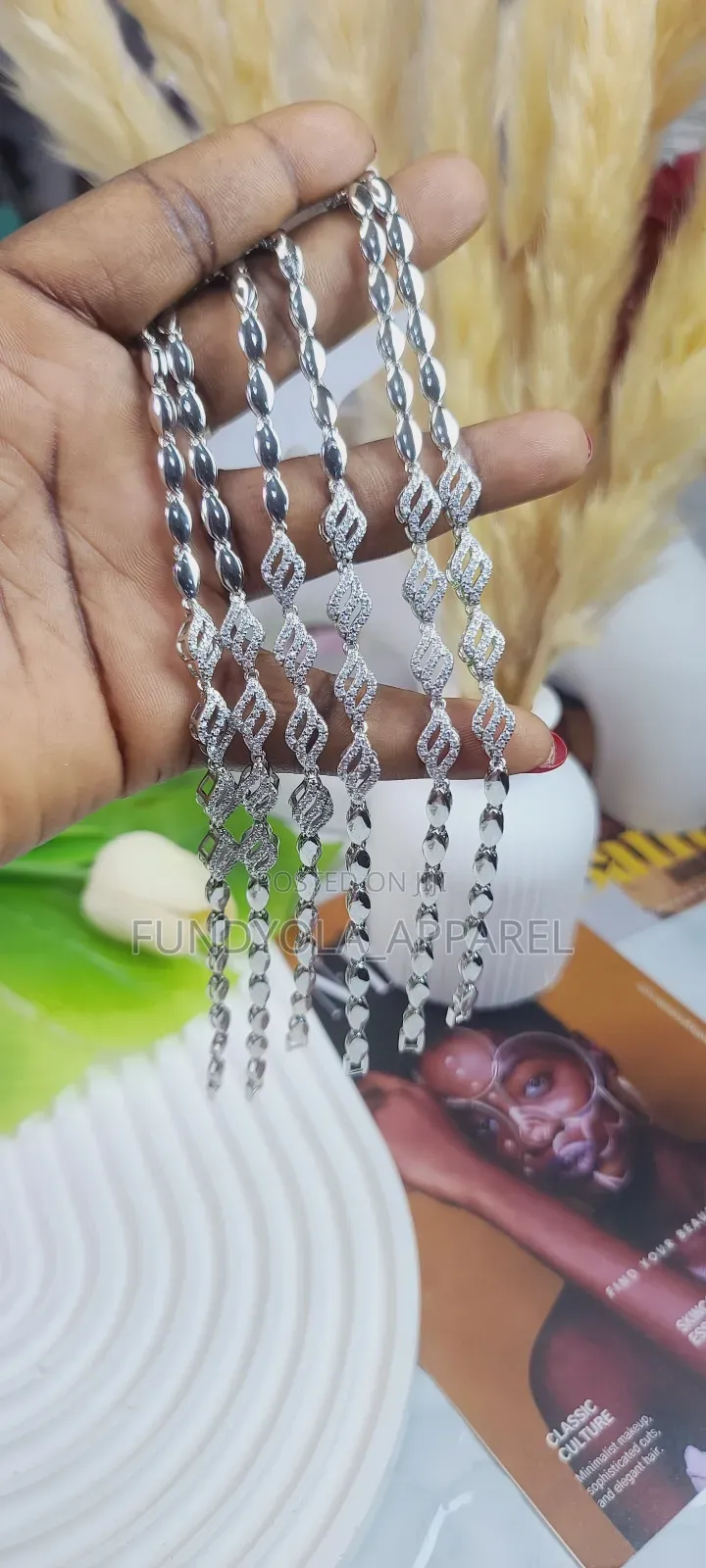Silver Cz Hand Chain
