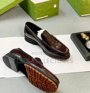 Luxury Wine Color Gucci Leather Shoes