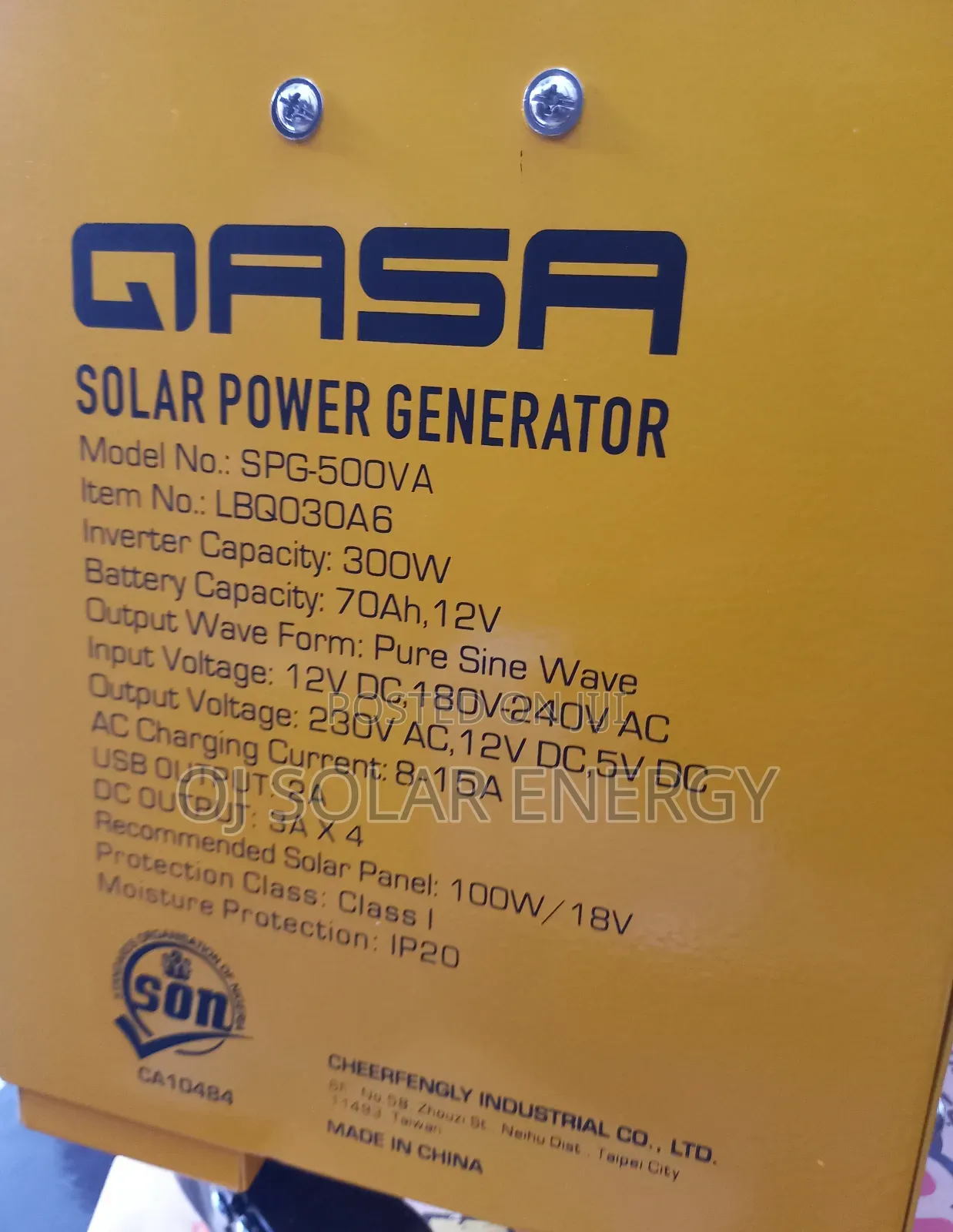 500w Qasa Solar Generator/System