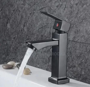 Black Square Design Single Washing Hand Basin Tap