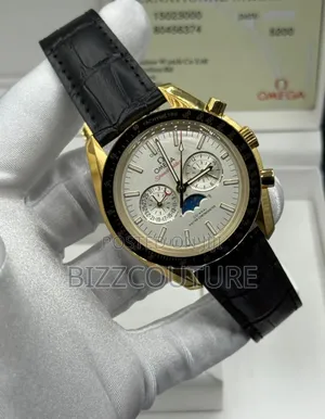 Original Omega Co-Axial Black Genuine Leather Strap Watch