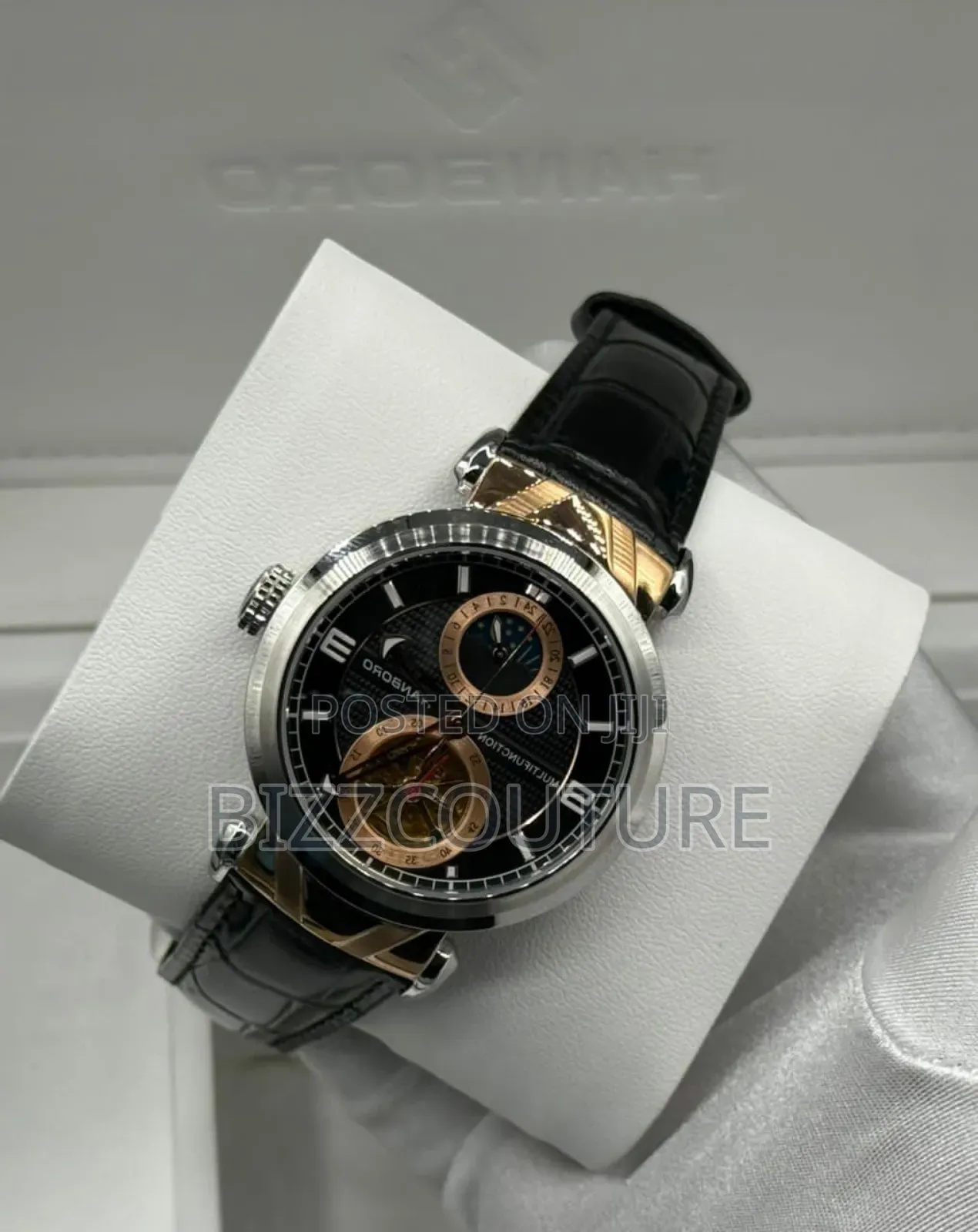 Original Hanboro Mechanical Black Genuine Leather Watch